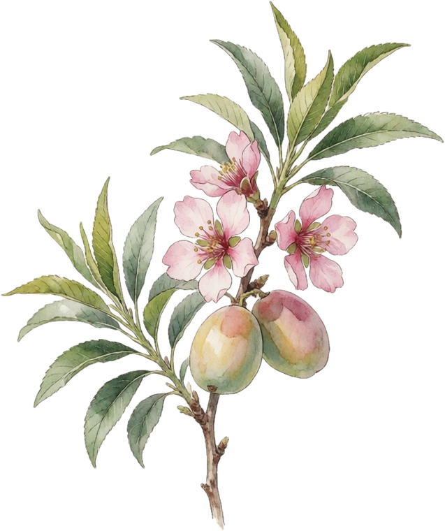 Botanical illustration of Almond
