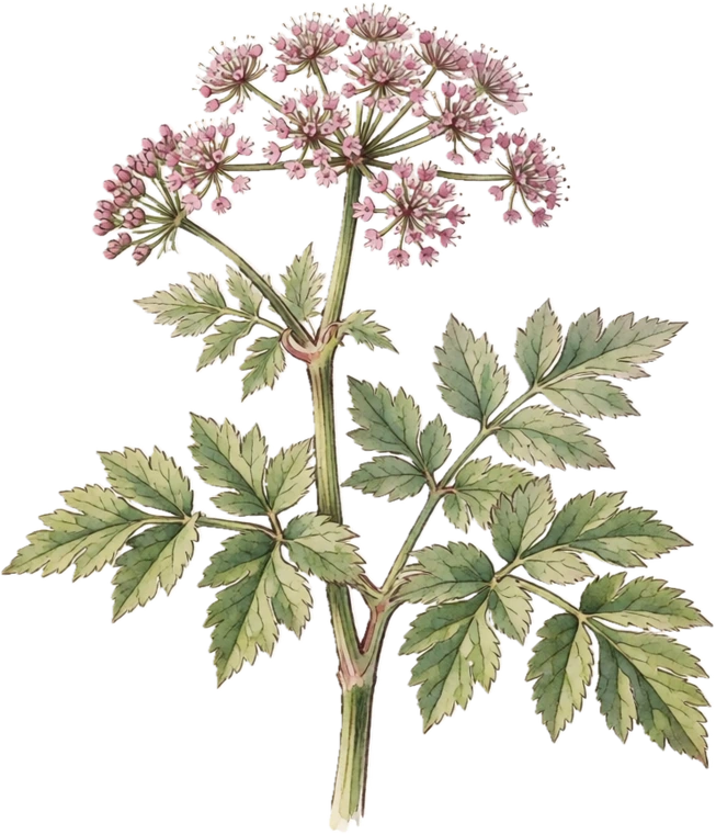 Botanical illustration of Angelica