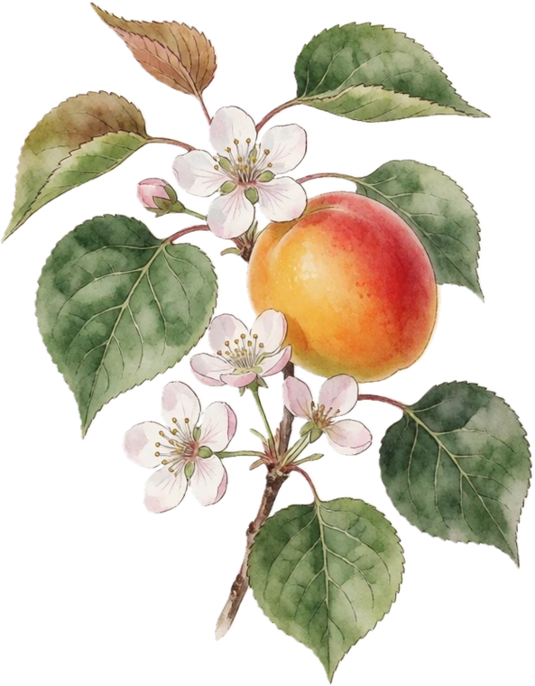 Botanical plate of apricot