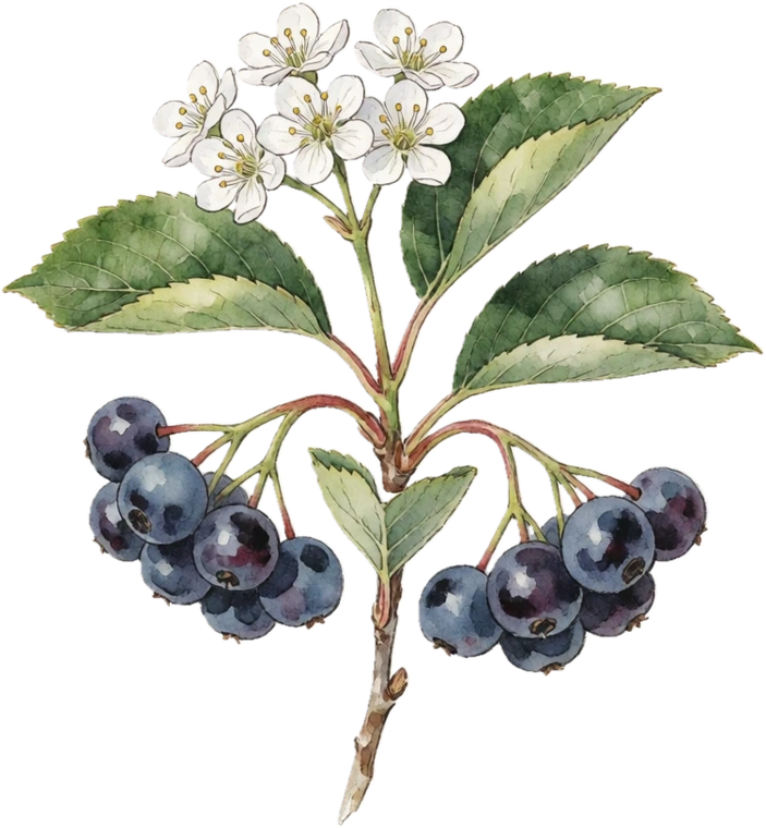 Botanical illustration of Aronia (Chokeberry) — Improved