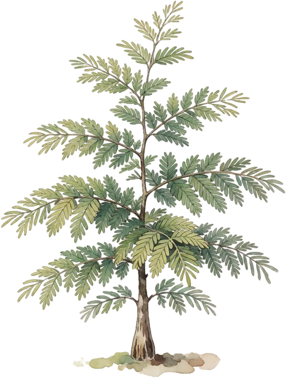 Botanical illustration of Bald Cypress