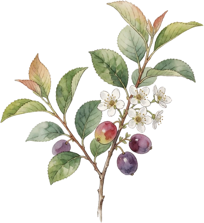 Botanical illustration of Beach Plum