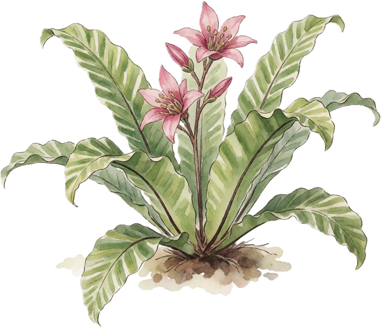 Botanical illustration of Bird's Nest Fern