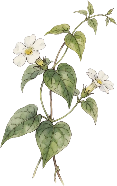 Botanical illustration of Black-Eyed Susan Vine
