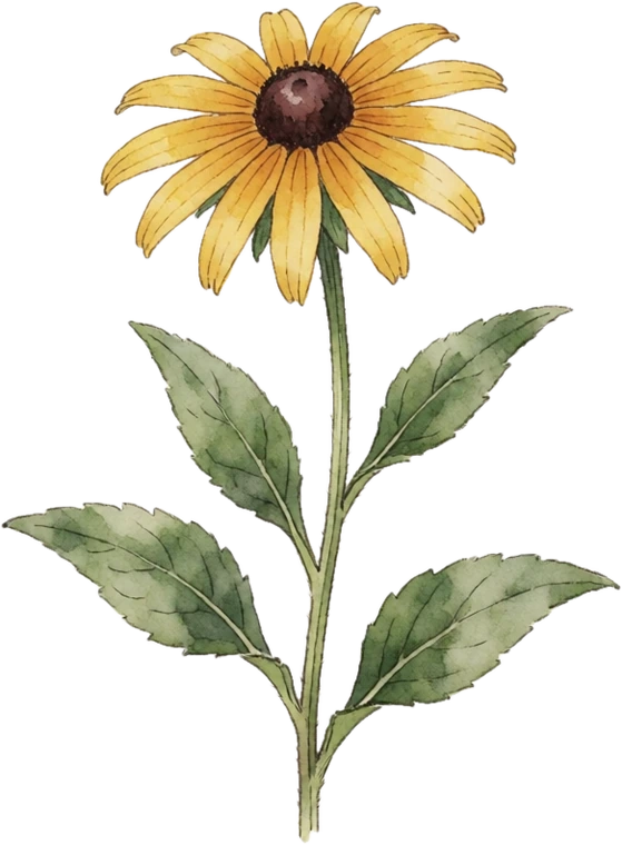 Botanical illustration of Black-eyed Susan