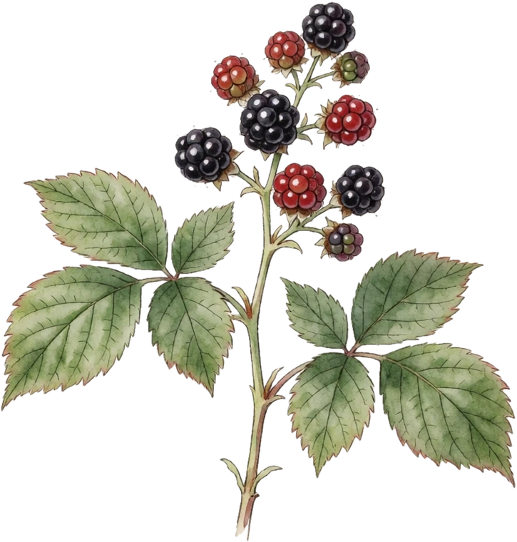 Botanical plate of blackberry