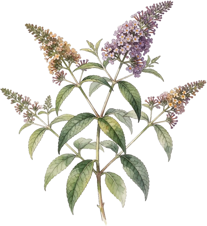 Botanical illustration of Butterfly Bush