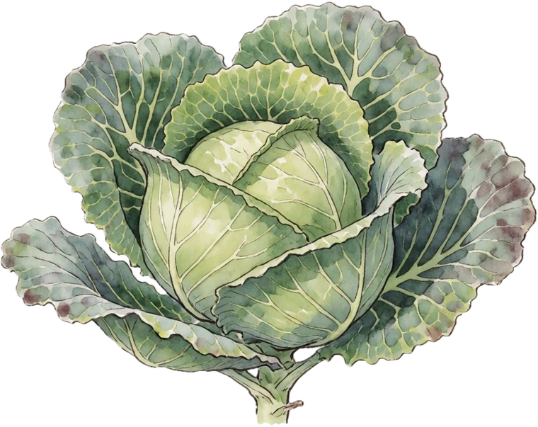 Botanical illustration of Cabbage