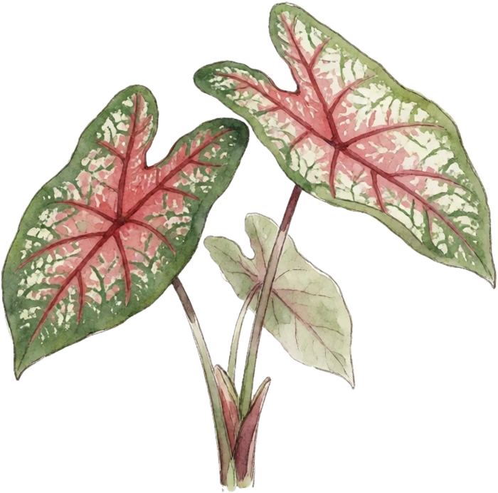 Botanical illustration of Caladium