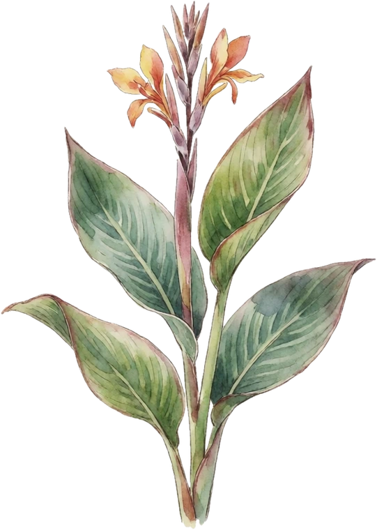Botanical illustration of Canna Lily