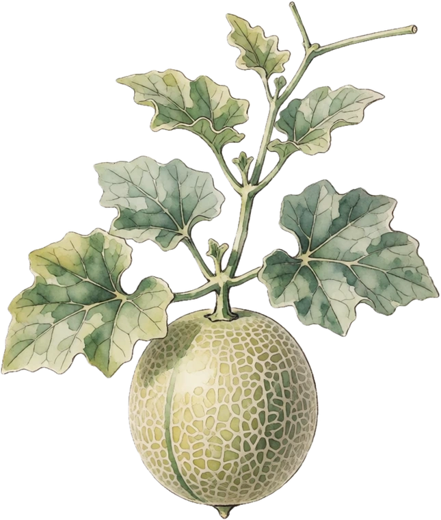 Botanical illustration of Cantaloupe