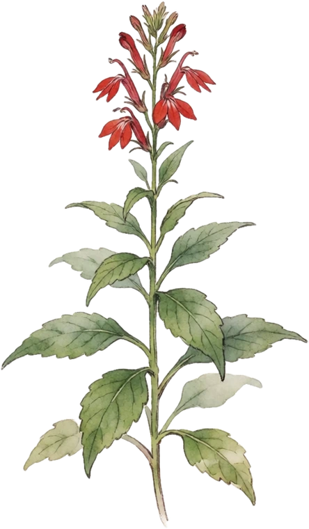 Botanical illustration of Cardinal Flower