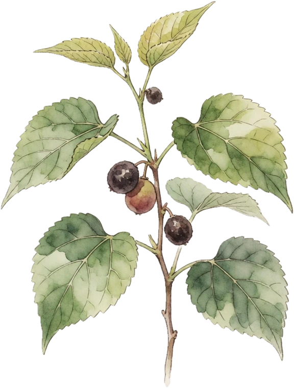 Botanical illustration of Che (Chinese Mulberry)