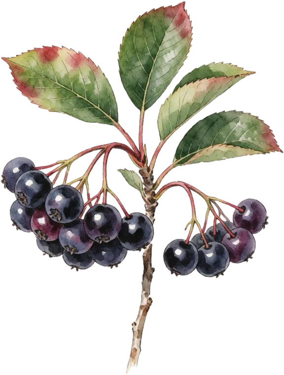 Botanical illustration of Chokeberry