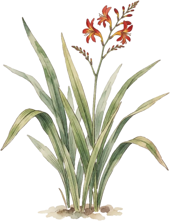 Botanical illustration of Crocosmia