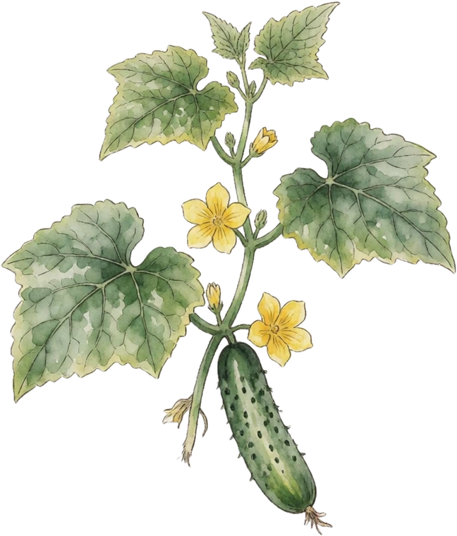 Botanical illustration of Cucumber
