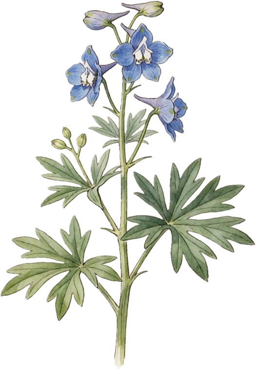 Botanical illustration of Delphinium