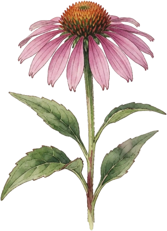 Botanical illustration of Echinacea
