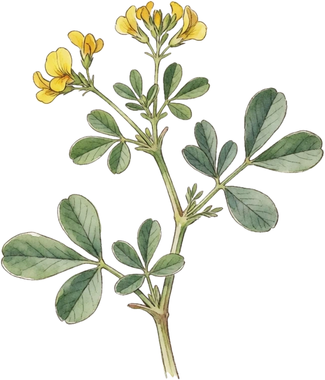 Botanical illustration of Fenugreek