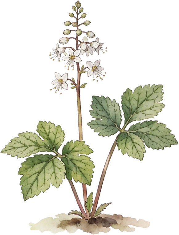 Botanical illustration of Foamflower