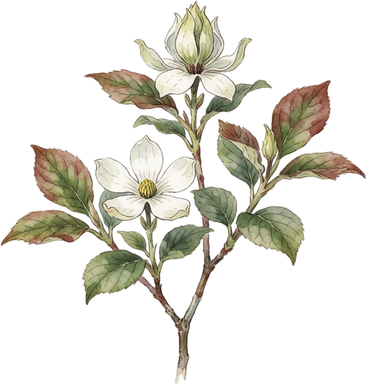 Botanical illustration of Fothergilla
