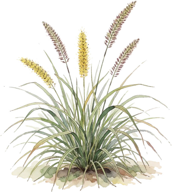 Botanical illustration of Fountain Grass