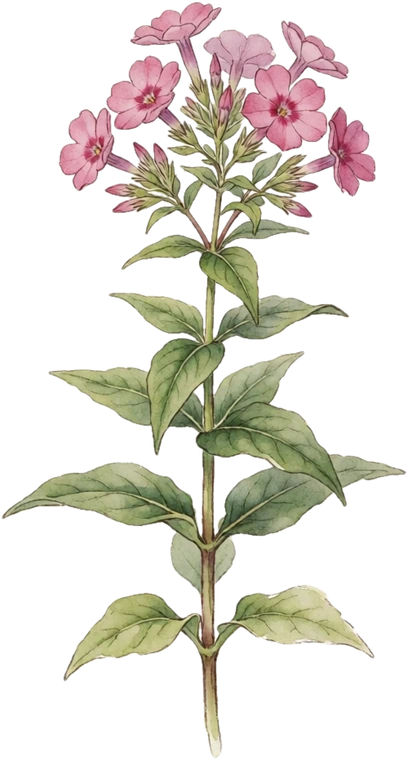 Botanical illustration of Garden Phlox