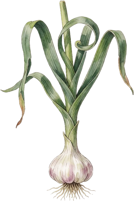 Botanical plate of garlic