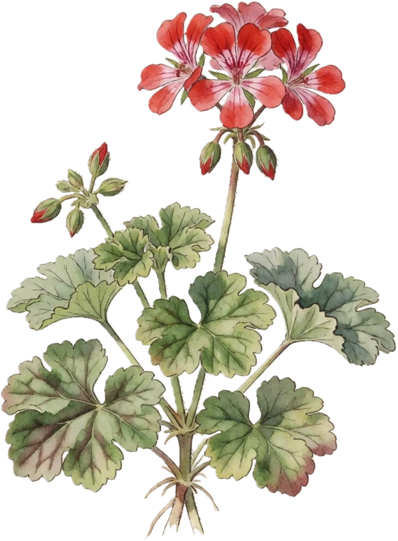 Botanical illustration of Geranium (Zonal)