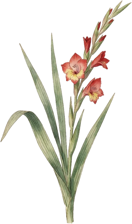 Botanical illustration of Gladiolus