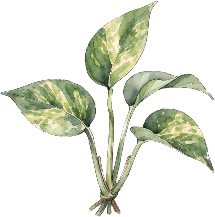 Botanical illustration of Golden Pothos