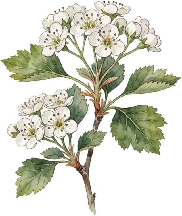 Botanical illustration of Hawthorn