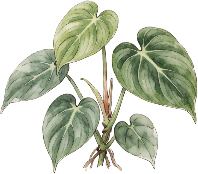 Botanical illustration of Heartleaf Philodendron