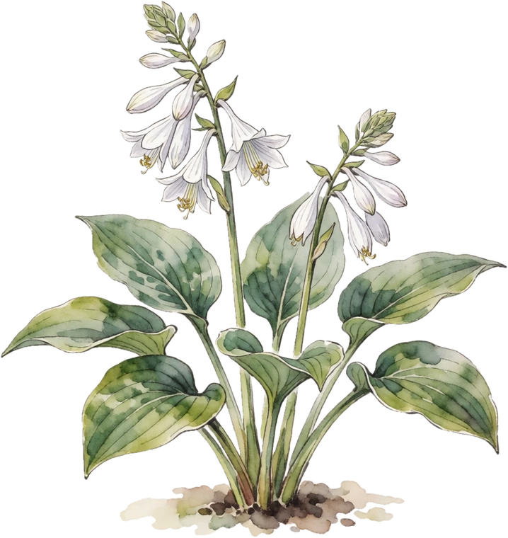 Botanical illustration of Hosta