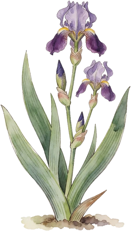 Botanical illustration of Bearded Iris