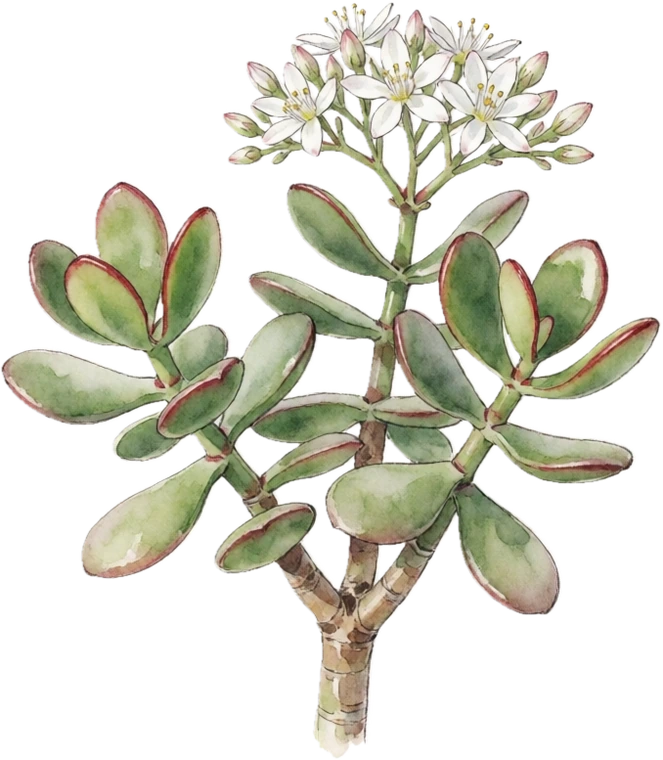 Botanical illustration of Jade Plant
