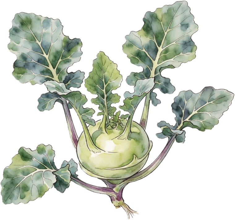 Botanical illustration of Kohlrabi