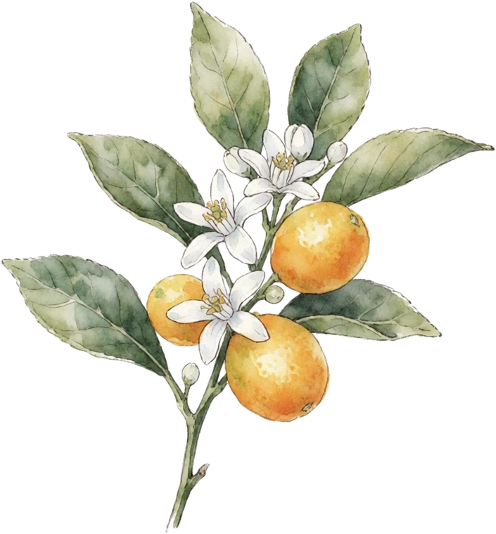 Botanical plate of kumquat