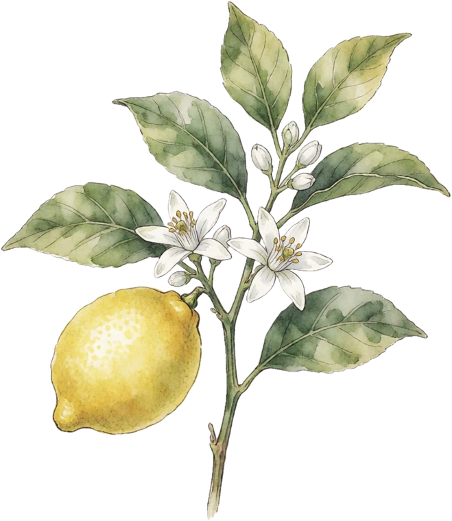 Botanical plate of lemon