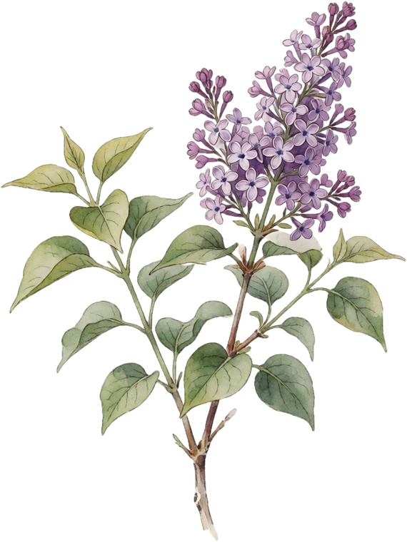 Botanical illustration of Common Lilac