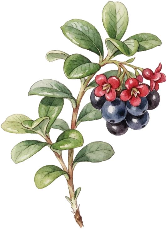 Botanical illustration of Lingonberry