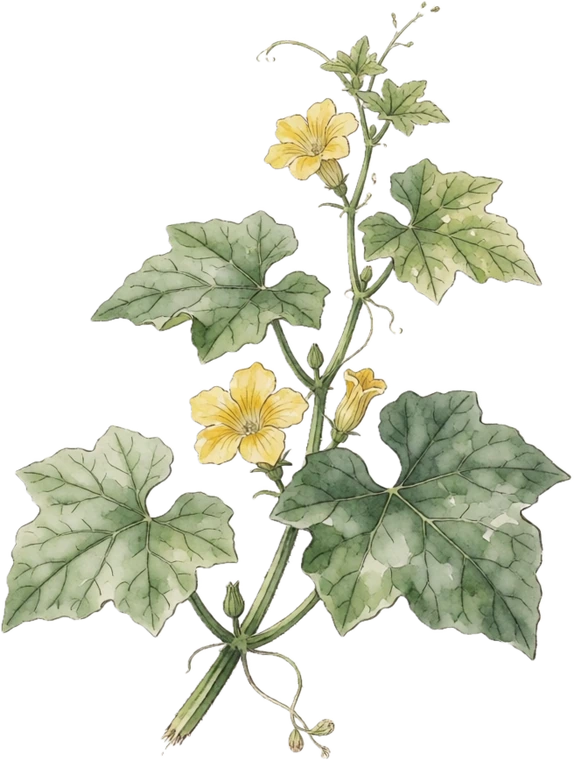 Botanical illustration of Luffa Gourd