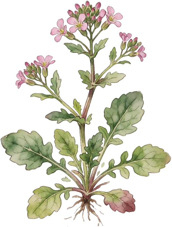 Botanical illustration of Mâche (Corn Salad)