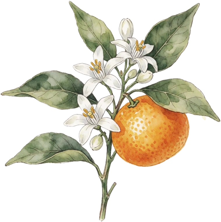 Botanical plate of mandarin / tangerine