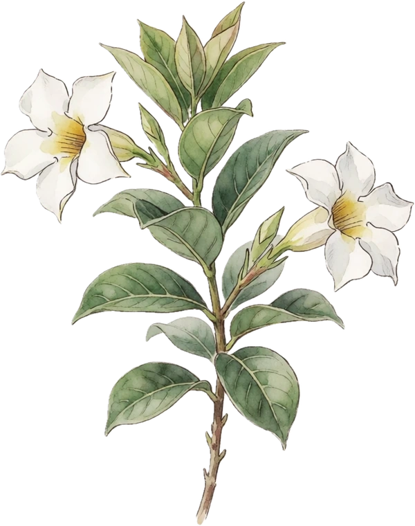 Botanical illustration of Mandevilla
