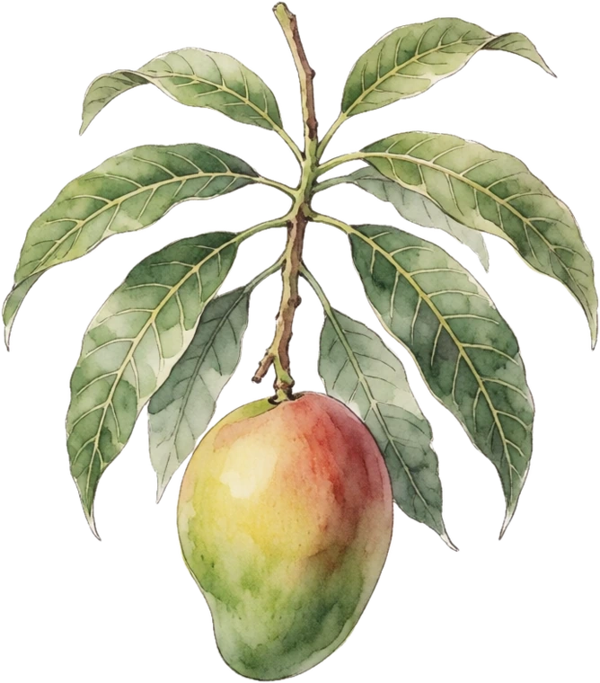 Botanical illustration of Mango