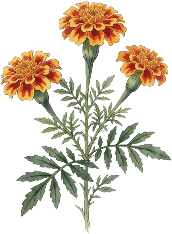 Botanical illustration of Marigold