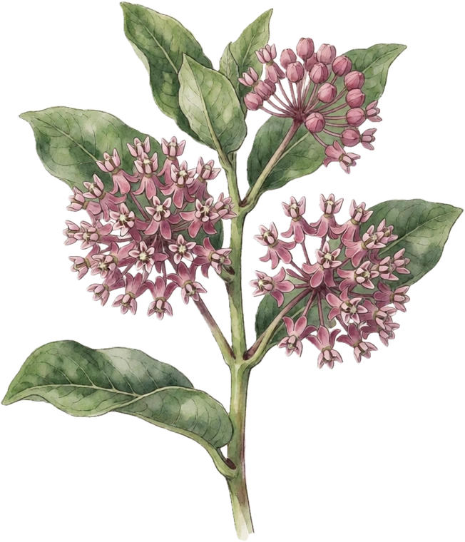 Botanical illustration of Common Milkweed