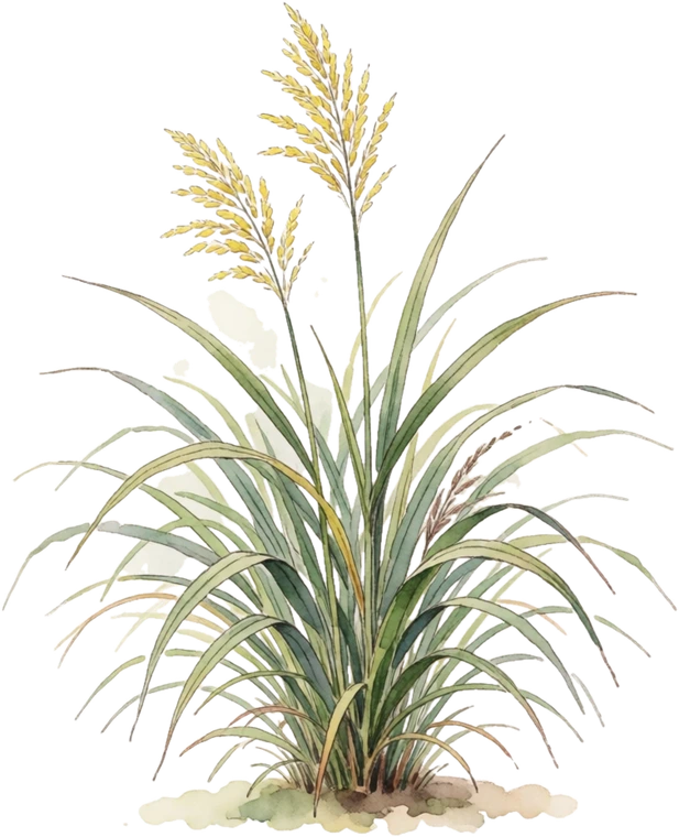 Botanical illustration of Maiden Grass