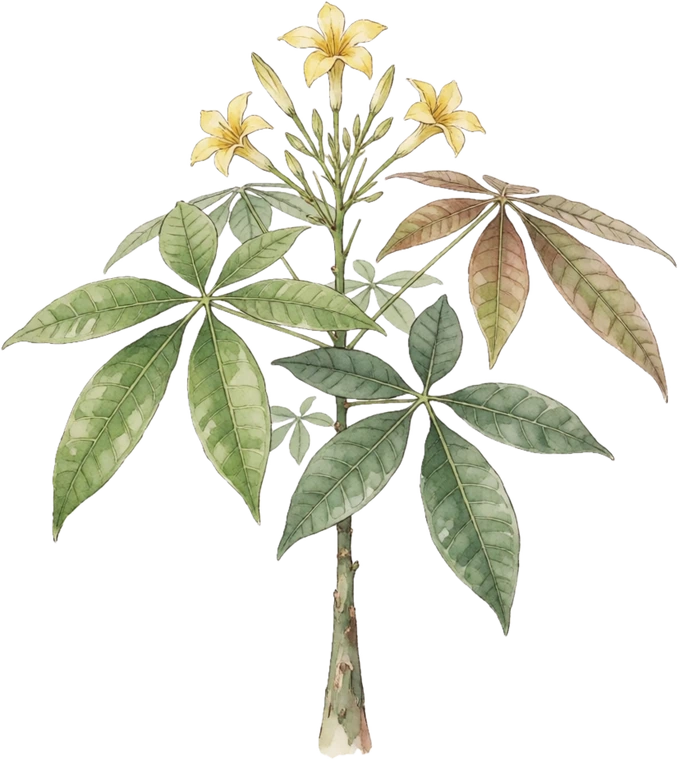 Botanical illustration of Money Tree